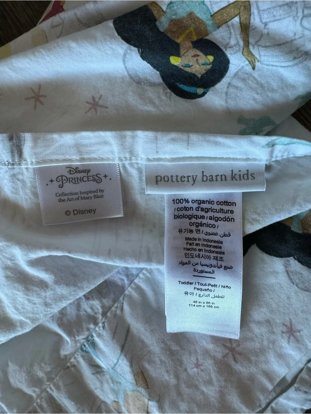 Pottery Barn Kids x Disney 100% Organic Cotton Princesses Toddler Bed Sheet